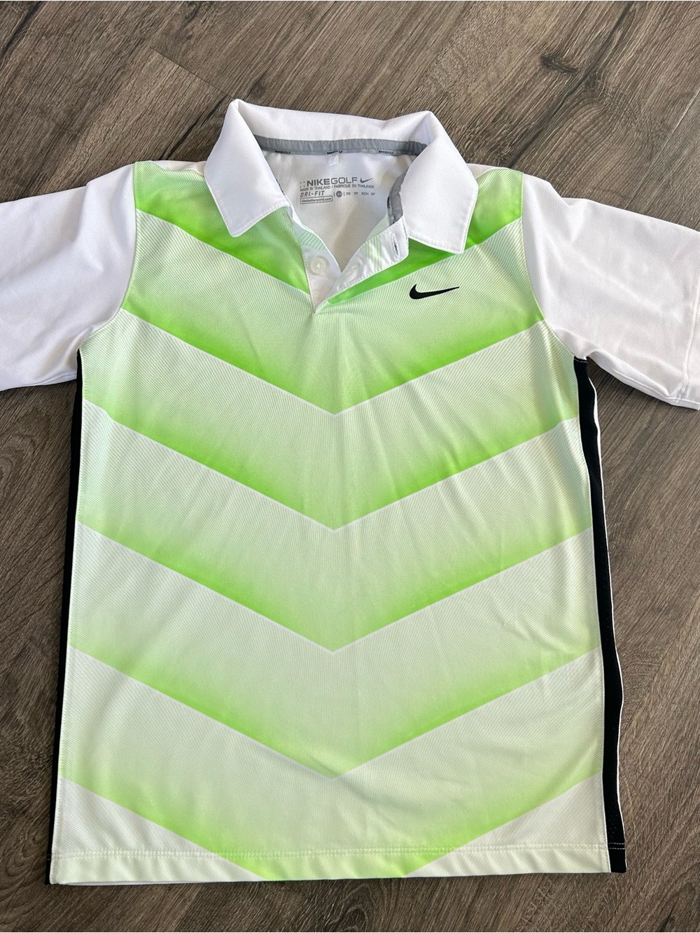 Nike Boys White and Lime Chevron Polo Shirt